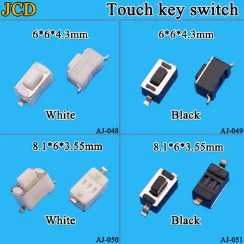 

JCD 1PCS Micro Switch Black White Push Button Switch Momentary Tact Switch 3X6X4.3mm 8.1*6*3.55mm DIP /SMT 2Pin Key Power Button