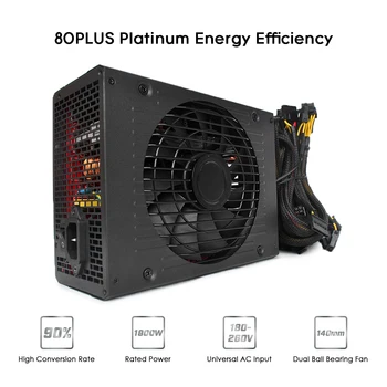 

New 1800W Switching Power Supply for bitcoin miner asic bitcoin Mining 90% High Efficiency for Ethereum S9 S7 L3 Rig Mining 180-
