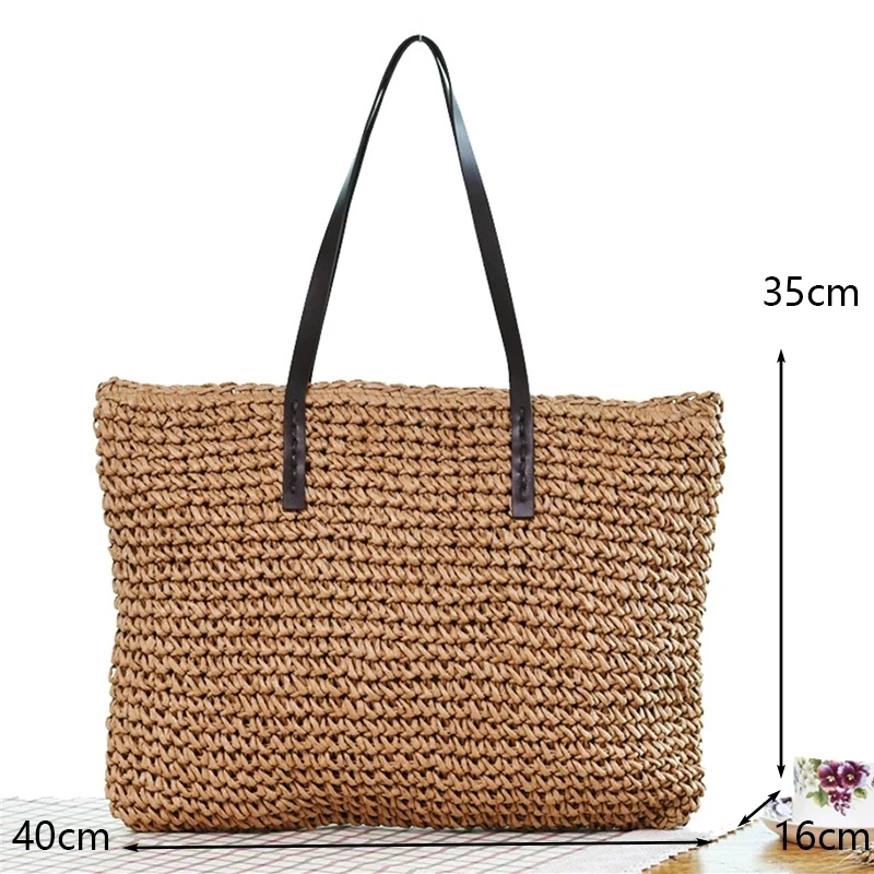Gusure Large Rattan Tote - Wicker Woven Summer Travel Shoulder Bag 17 Hc17ffddaf1944657b30f93df8f69a44c3