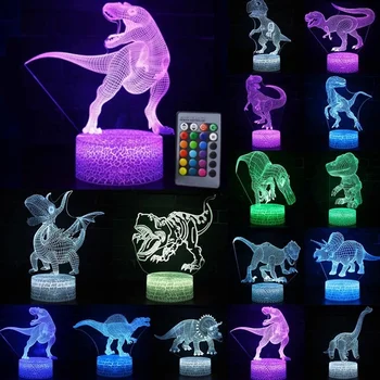 3D LED Night Light Lamp Dinosaur Series 16Color 3D Night light Remote Control Table Lamps Toys Gift For kid Home Decoration D23 
3D LED Night Light Lamp Dinosaur Series 16Color 3D Night light Remote Control Table Lamps Toys Gift For kid Home Decoration D23