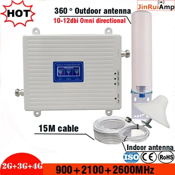 

2g 3g 4g Tri Band signal repeater gsm 900 2100 2600 GSM WCDMA UMTS LTE Cellular signal booster 900/2100/2600mhz Amplifier kit