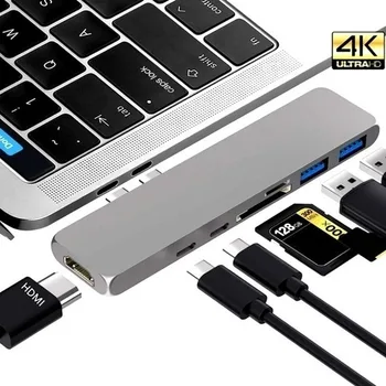 7in1 USB-C Hub Dual Type-C Multiport Card Reader Adapter 4K HDMI For MacBook Pro BBY
7in1 USB-C Hub Dual Type-C Multiport Card Reader Adapter 4K HDMI For MacBook Pro BBY