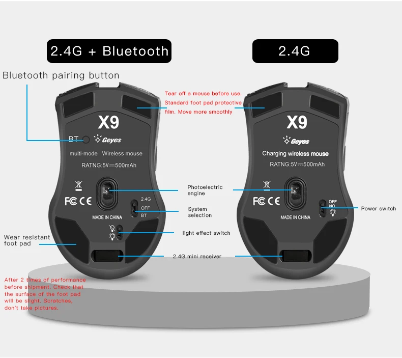 KuWFi Компьютерная мышь Bluetooth 4.0+ 2.4Ghz Wireless Dual Mode 2 In 1 Mouse 2400DPI Эргономичная портативная