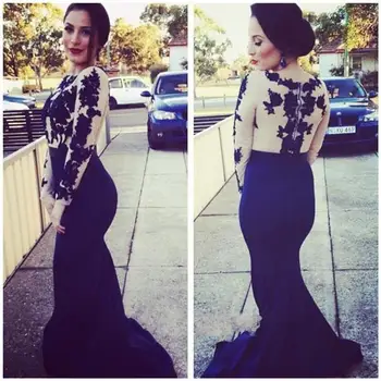 Black Mermaid 2019 Elegant Lace Appliques Long Sleeve Vestido Plus Size Azul Club Party Formal mother of the bride Dresses
Black Mermaid 2019 Elegant Lace Appliques Long Sleeve Vestido Plus Size Azul Club Party Formal mother of the bride Dresses