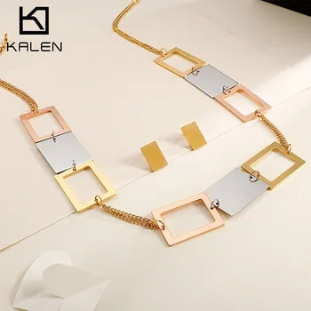 Kalen Rectangle Elegant Design Colorful Necklace & Earrings Set Stainless Steel Jewelry Gift For Female 
Kalen Rectangle Elegant Design Colorful Necklace & Earrings Set Stainless Steel Jewelry Gift For Female
