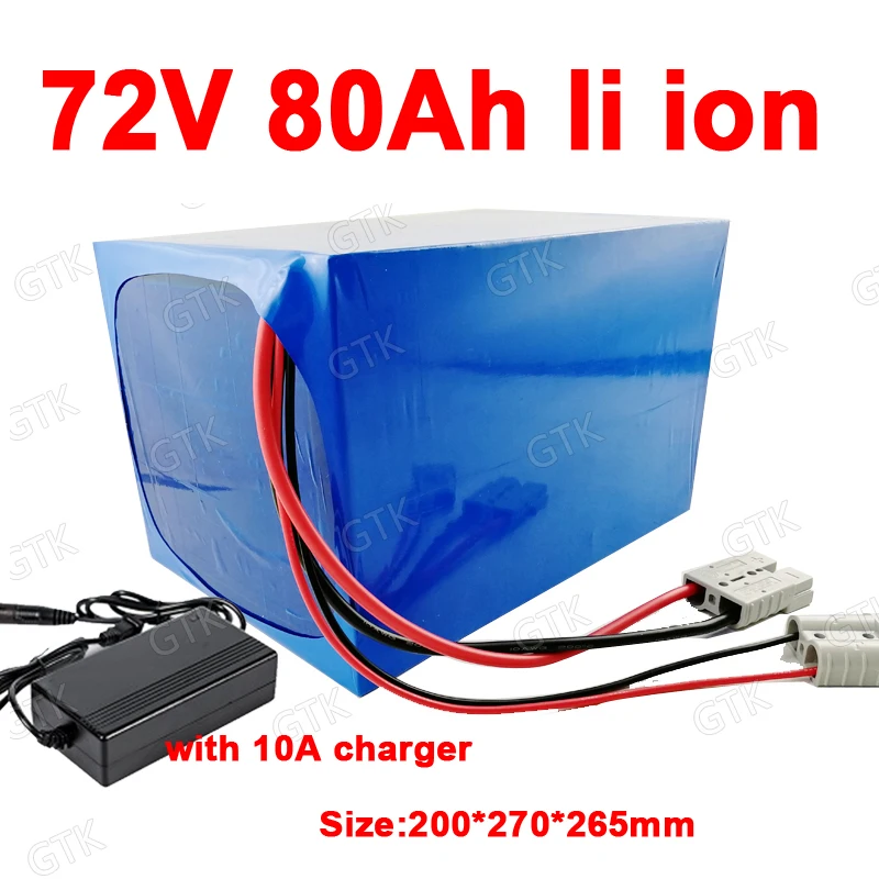 GTK high capacity 72v 80Ah li-ion BMS lithium ion for 7000w scooter bicycle battery bike tricycle motorhome +10A charger
GTK high capacity 72v 80Ah li-ion BMS lithium ion for 7000w scooter bicycle battery bike tricycle motorhome +10A charger