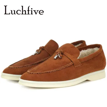 Luchfive Winter Fur Loafers Flat Heel Rubber Sole Suede Leather Casual Shoes Women Tassel Embellished Shoes
Luchfive Winter Fur Loafers Flat Heel Rubber Sole Suede Leather Casual Shoes Women Tassel Embellished Shoes