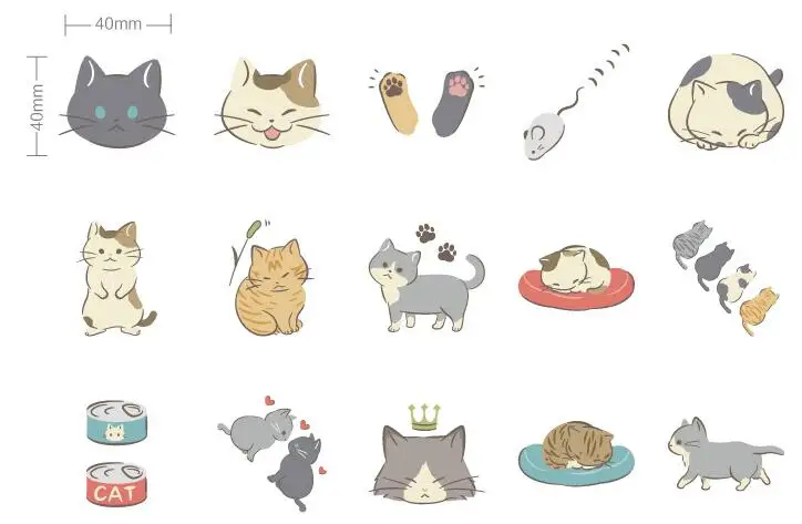 45Pcs/box lovely fat cat stickers scrapbooking diary DIY notebook decor-QY 