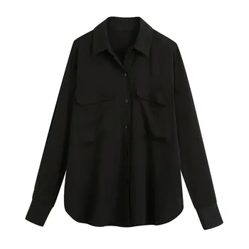 Stylish Long sleeve women blouse shirt Casual turn-down collar black blouse shirt Office lady pocket design blouse Blusas
Stylish Long sleeve women blouse shirt Casual turn-down collar black blouse shirt Office lady pocket design blouse Blusas