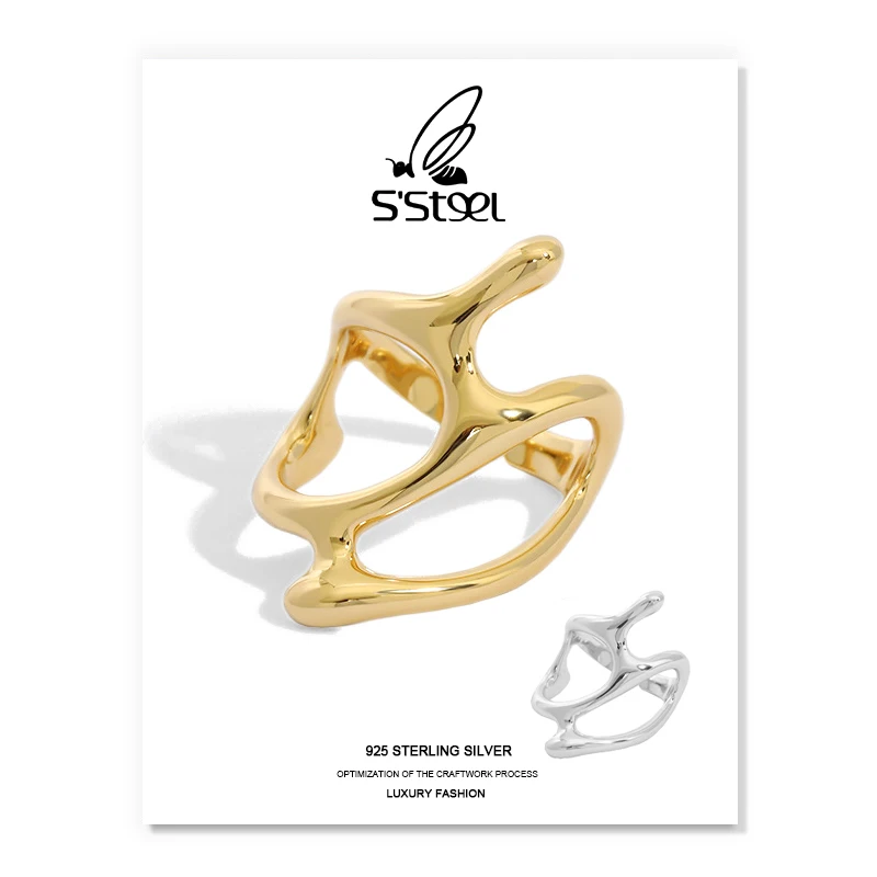 S'STEEL Irregular Rings For Women 925 Sterling Silver Korean Designer Hollow Minimalist Open Ring Anillo Plata 925 Mujer Jewelry
S'STEEL Irregular Rings For Women 925 Sterling Silver Korean Designer Hollow Minimalist Open Ring Anillo Plata 925 Mujer Jewelry