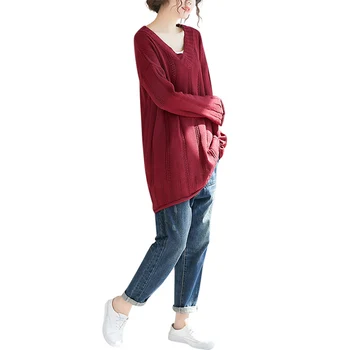 Casual Style Women Sweaters And Pullovers Loose V-Neck Solid Red Beige Loose Lady Female Pulls Outwear Coat Tops
Casual Style Women Sweaters And Pullovers Loose V-Neck Solid Red Beige Loose Lady Female Pulls Outwear Coat Tops