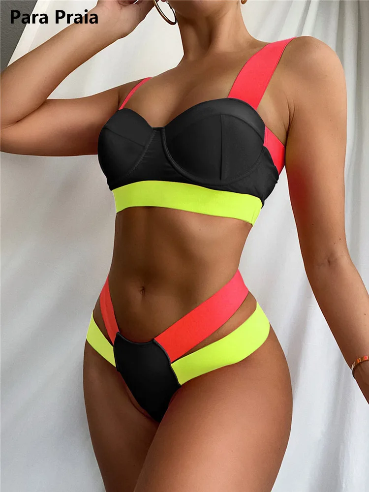 Новинка 2023, женский купальник для пляжа с высокой талией, купальный костюм в стиле пэчворк, купальник из двух предметов с пуш-ап, Бандажное бикини, летнее бикини 
Новинка 2023, женский купальник для пляжа с высокой талией, купальный костюм в стиле пэчворк, купальник из двух предметов с пуш-ап, Бандажное бикини, летнее бикини
