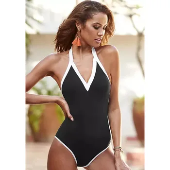 One Piece Swimsuit Women Swimwear V Neck Sexy High Waist Push Up Bikini Black Wire Free Solid Color Polyester 
One Piece Swimsuit Women Swimwear V Neck Sexy High Waist Push Up Bikini Black Wire Free Solid Color Polyester