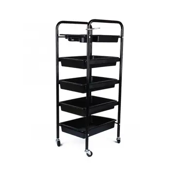 

Styling Care 5 Tier Spa Hairdresser Coloring Hair Black Salon Trolley Rolling Storage Cart Hair Salon Accessories Storage Case