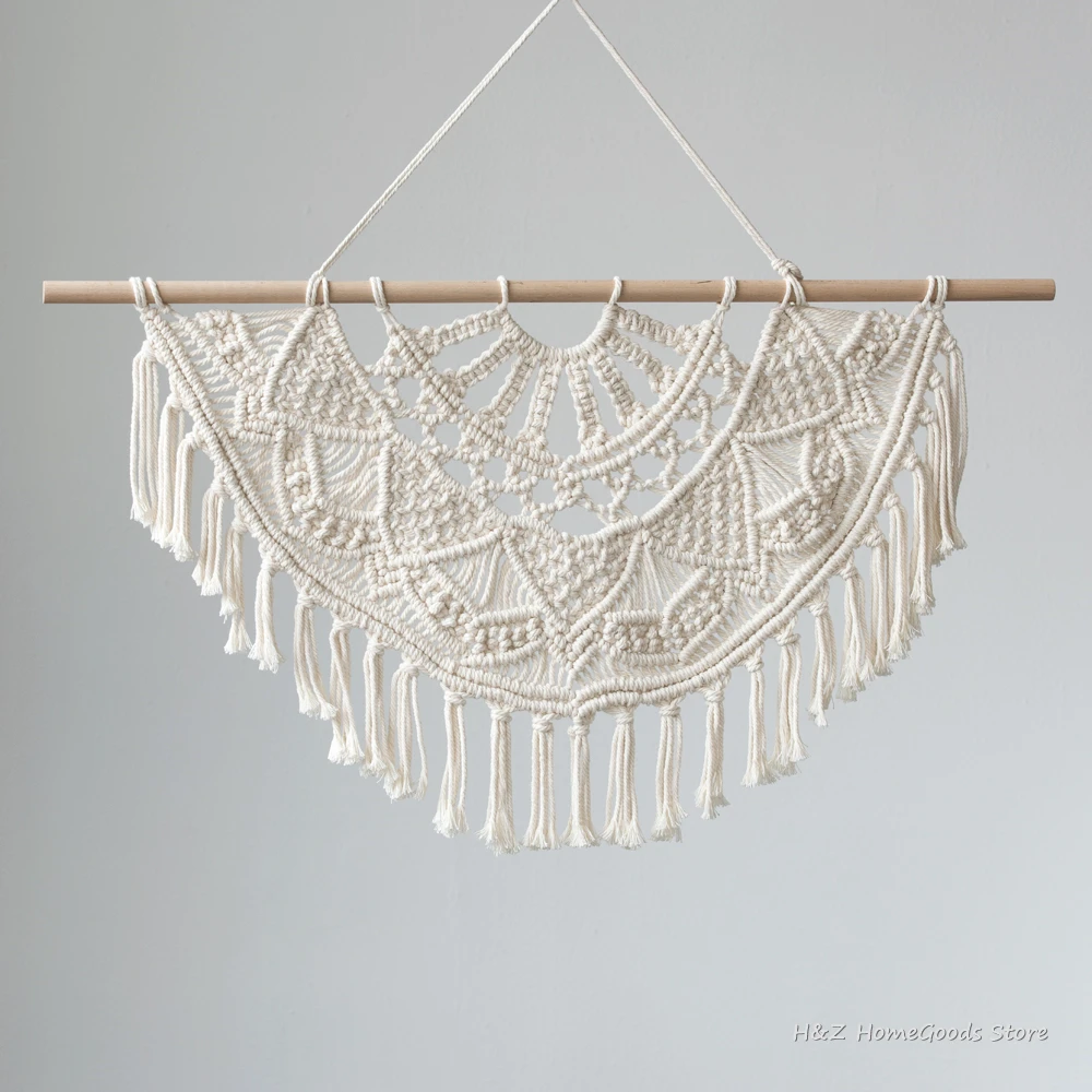 Modern Floral Macrame - Handwoven Boho Tapestry for Contemporary Living & Holiday Decor 2 Hc18fc7f966f04b3e88480670bcc7b6dfI