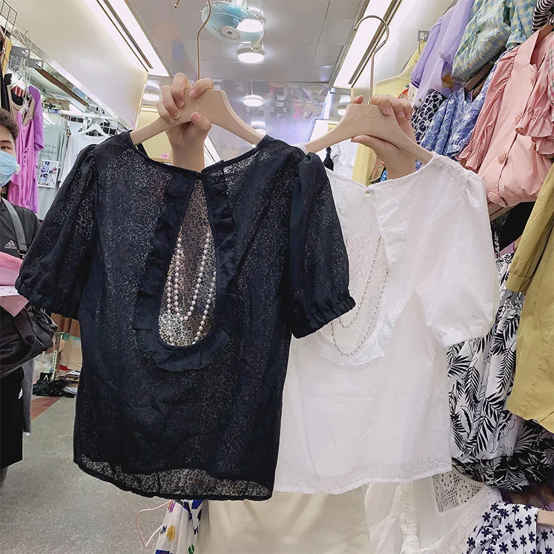 Sweet Floral Print Small Shirt Summer Thin Back Hollow Puff Sleeve Temperament Ladies Blouses Tops Ropa Mujer
Sweet Floral Print Small Shirt Summer Thin Back Hollow Puff Sleeve Temperament Ladies Blouses Tops Ropa Mujer