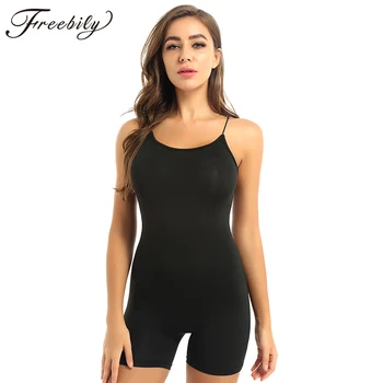 

Womens Ballet Leotard Bodysuit One-piece Sleeveless String Shoulder Straps Crossed Back Stretchy Jumpsuits Playsuits Sportswear