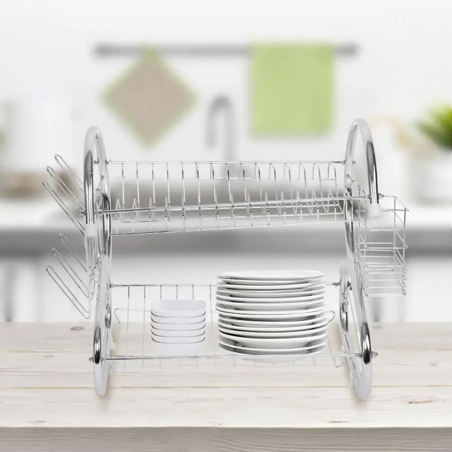 Фото 1 шт. двухуровневый держатель для сушки посуды сушилка хранения домашняя