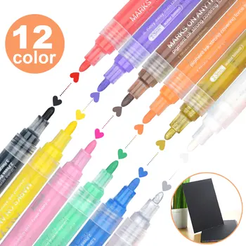 12pcs/set Colorful Waterproof Pen Metal Permanent Paint Markers Graffiti Oily Marker Pen Stationery +DIY Cartoon Sketchbook 
12pcs/set Colorful Waterproof Pen Metal Permanent Paint Markers Graffiti Oily Marker Pen Stationery +DIY Cartoon Sketchbook