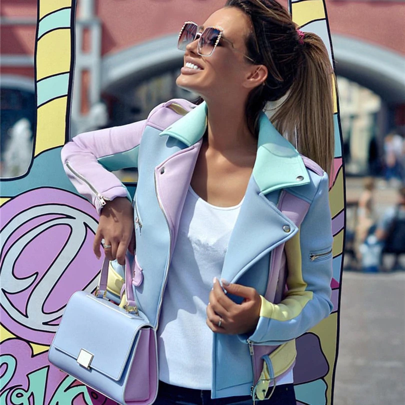 Spring Autumn Multicolor Spliced Diagonal Zipper Jackets Women Epaulet Design Turn-down Collar Coat Ladies Basic winter Coats
Spring Autumn Multicolor Spliced Diagonal Zipper Jackets Women Epaulet Design Turn-down Collar Coat Ladies Basic winter Coats
