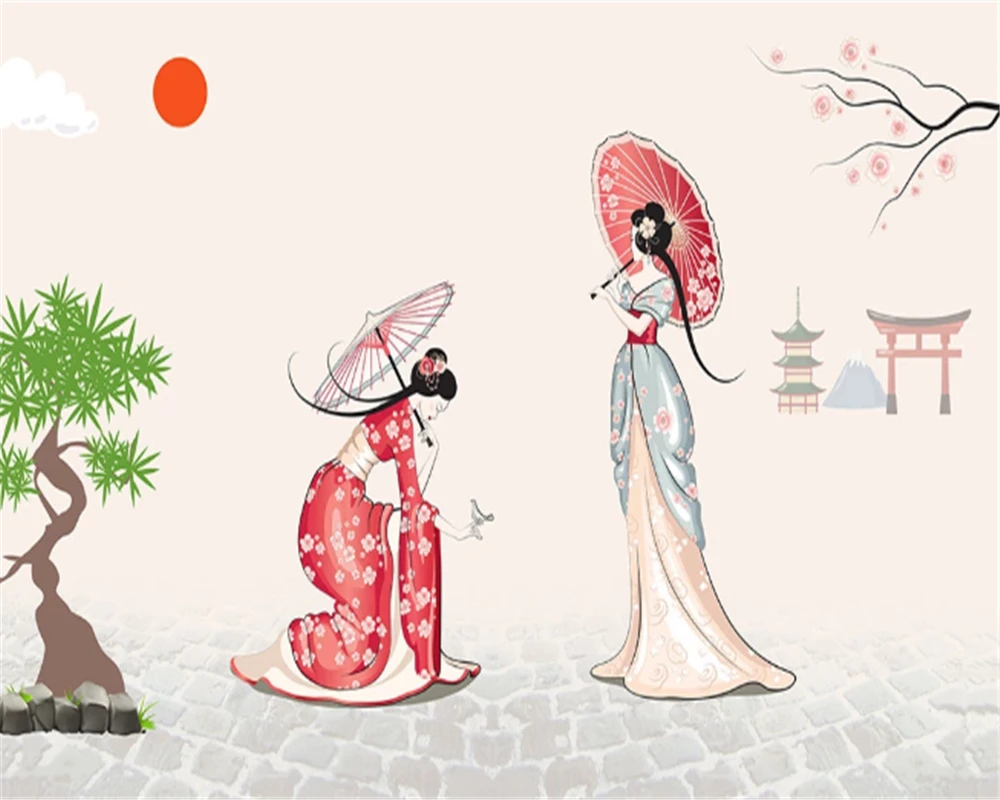Фотообои beibehang оригинальные простые и свежие кимоно в японском стиле Женская
