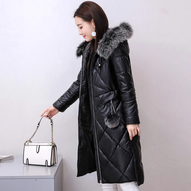 Down Jacket Cotton-padded Clothes 2019 New Style Really Fox Fur Collar PU Leather Cotton-padded Clothes Women's Mid-length Thick
Down Jacket Cotton-padded Clothes 2019 New Style Really Fox Fur Collar PU Leather Cotton-padded Clothes Women's Mid-length Thick