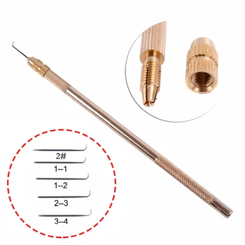 1pc Copper Brass Holder + 5pcs Ventilating Needles For Making Lace Wigs Toupee Hairpiece Wig Knotting Crochet Hook 
1pc Copper Brass Holder + 5pcs Ventilating Needles For Making Lace Wigs Toupee Hairpiece Wig Knotting Crochet Hook