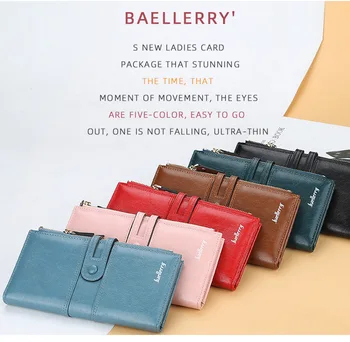 Fashion Women Leather Wallet Large Capacity Bifold Clutch Wallet Multi Card Organizer with Zipper & Snap Closure Waterproof
Fashion Women Leather Wallet Large Capacity Bifold Clutch Wallet Multi Card Organizer with Zipper & Snap Closure Waterproof