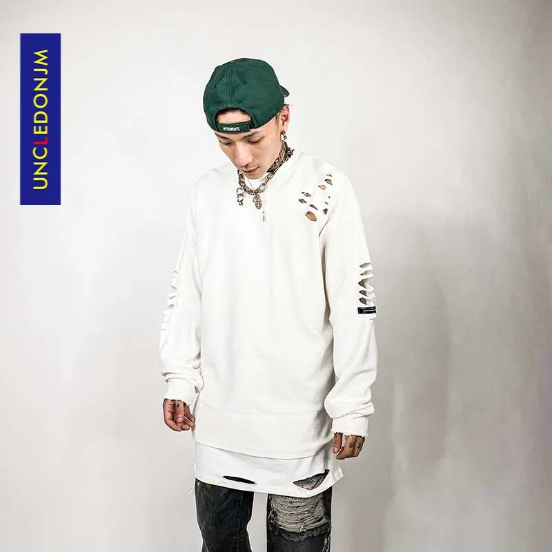 UNCLEDONJM Pure Color Long-Sleeved T-shirt Men's Casual Distressed Bottoming Shirt Fashion Loose Top harajuku t shirts men NF45
UNCLEDONJM Pure Color Long-Sleeved T-shirt Men's Casual Distressed Bottoming Shirt Fashion Loose Top harajuku t shirts men NF45