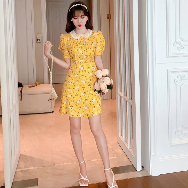Summer Women Short Sleeve Peter Pan Collar Girls Dress Elegant Sexy Party Floral Print A Line Dress Vintage Vacation Party Dress
Summer Women Short Sleeve Peter Pan Collar Girls Dress Elegant Sexy Party Floral Print A Line Dress Vintage Vacation Party Dress