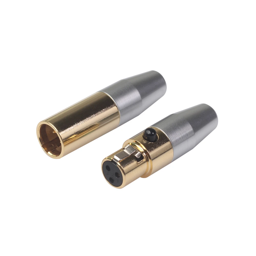 1 пара мини 3Pin XLR штекер Женский Чистый медный корпус анти-помехи эффект Аудио