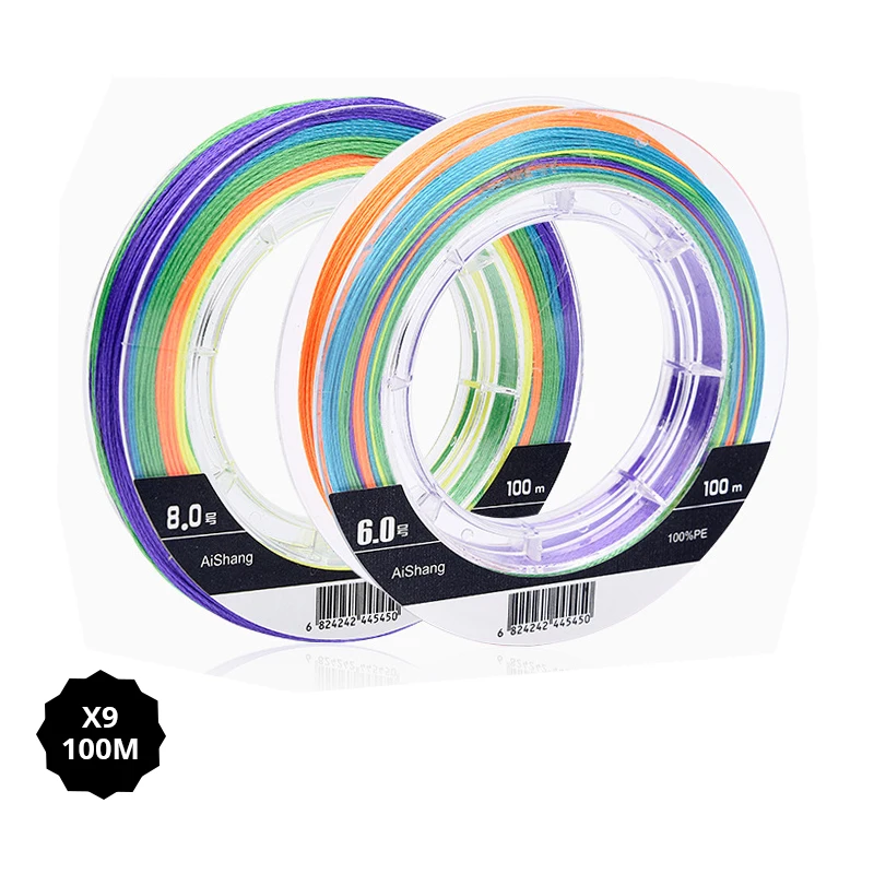100M Multi-Colored Fishing Braid Dyneema Multifilament Fishing Line 9 Wire 13-132LB One Color Per Ten Meters Karper Vissen
100M Multi-Colored Fishing Braid Dyneema Multifilament Fishing Line 9 Wire 13-132LB One Color Per Ten Meters Karper Vissen