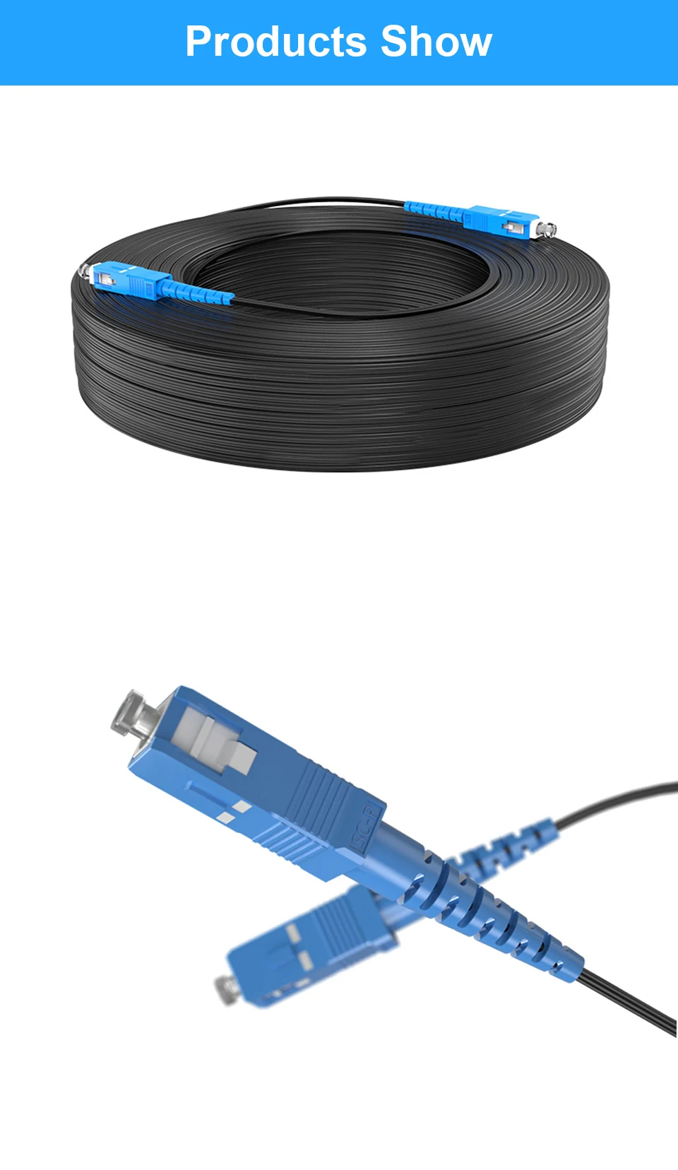 ONTi SC UPC to SC UPC Fiber Optic Drop Cable Single Mode Simplex 2.0mm Outdoor Fiber Optic Patch Cord Optical Patch Cable