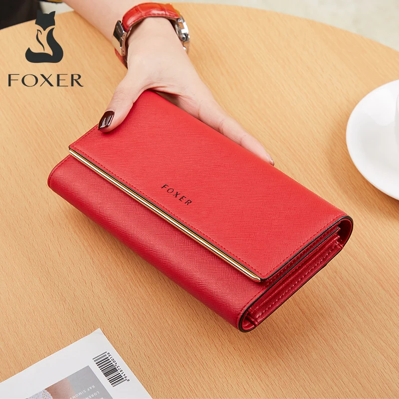 FOXER Split Leather Chic Clutch Wallets for Women Stylish Female Long Wallets Lady Luxury Coin Purse Woman Fashion Card Holder
FOXER Split Leather Chic Clutch Wallets for Women Stylish Female Long Wallets Lady Luxury Coin Purse Woman Fashion Card Holder