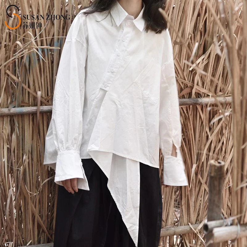Women Shirts Female Blouses Tops Long Sleeve Normcore-Minimalist Solid Spliced Irregular Hem Lantern Sleeve Slit Back
Women Shirts Female Blouses Tops Long Sleeve Normcore-Minimalist Solid Spliced Irregular Hem Lantern Sleeve Slit Back