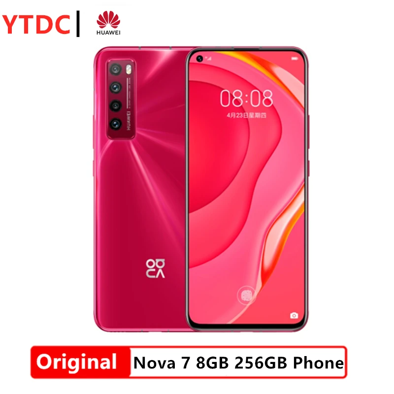 Оригинальный смартфон Huawei Nova 7 5G дюйма 8 ГБ 256 Kirin 985 64 мп Quad Rear Cams 32 МП фронтальная