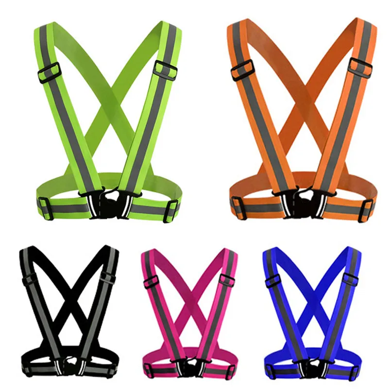 Adjustable Safety Security High Visibility Reflective Vest Gear Stripes Jacket Night Running Wholesale #2A26 (8)