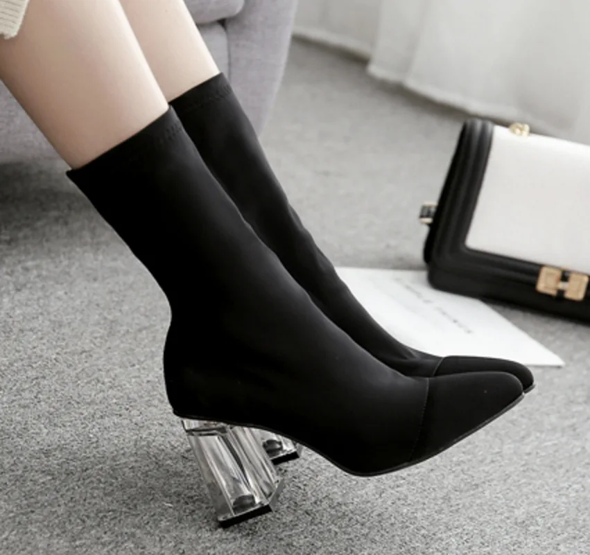 Tide Crystal With high-heeled Pointed Head In The Tube Elastic Boots Female Europe And The United States Thick With woMen Boots
Tide Crystal With high-heeled Pointed Head In The Tube Elastic Boots Female Europe And The United States Thick With woMen Boots