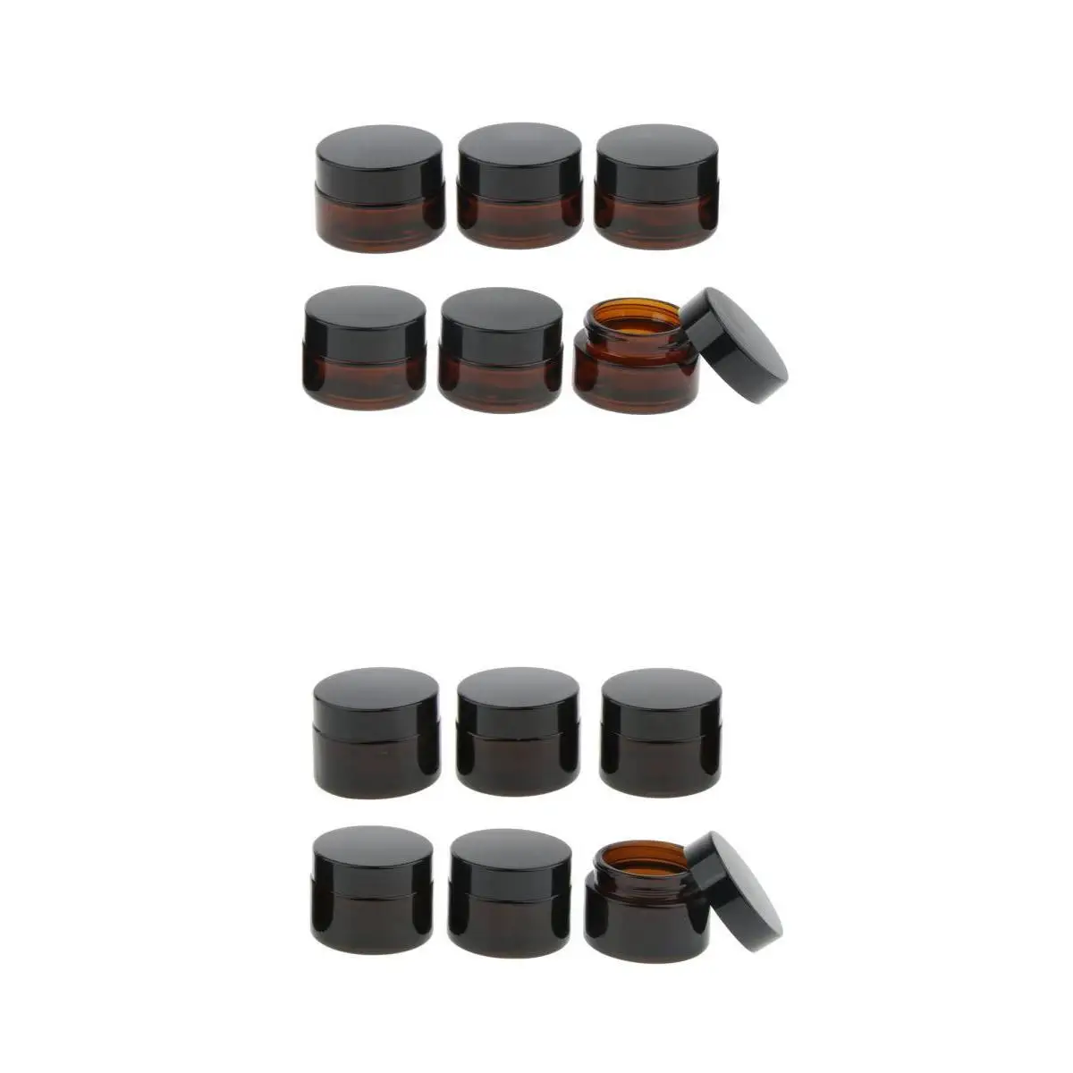 12/pack Mini Glass Jars with Lids Amber Glass Vials Airtight Cosmetic Small Empty Refillable Bottle Cosmetic Sample Containe 12/pack Mini Glass Jars with Lids Amber Glass Vials Airtight Cosmetic Small Empty Refillable Bottle Cosmetic Sample Containe