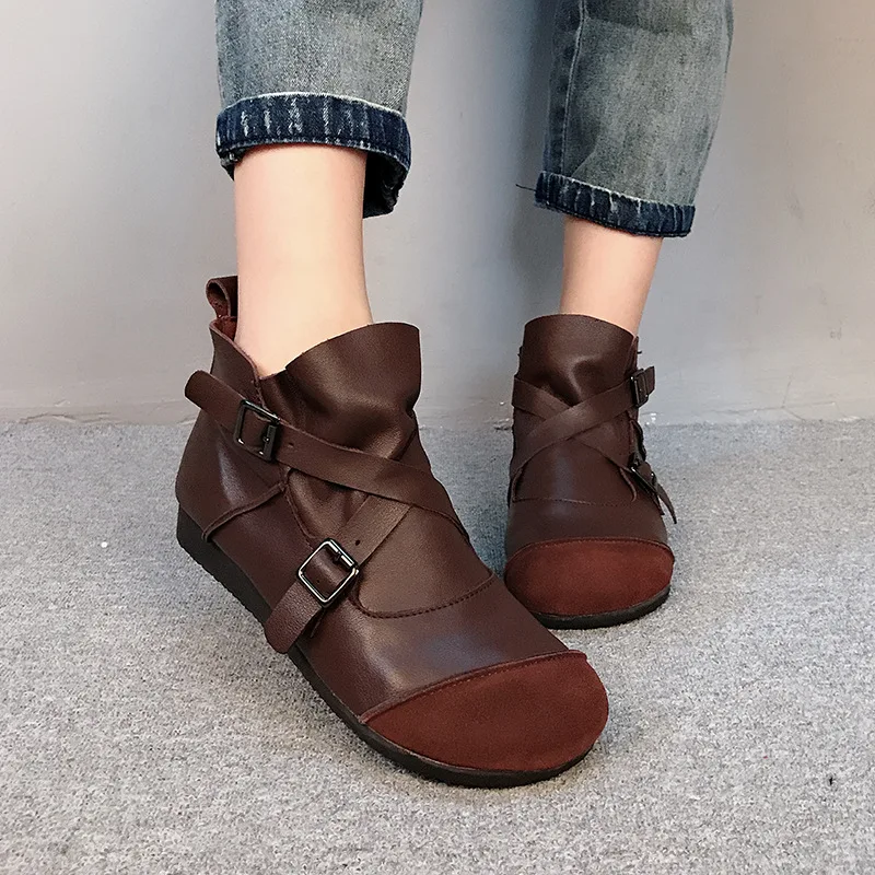 Women Leather Boots Retro Shoes Flat Heels Spring Ankle Boots Women Handmade Genuine Leather Martin Boots Black Women Shoes 2019
Women Leather Boots Retro Shoes Flat Heels Spring Ankle Boots Women Handmade Genuine Leather Martin Boots Black Women Shoes 2019