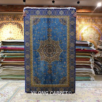 Yilong 3'x5' Antique hand knotted silk blue carpet exquisite hand made rug (ZQG431A)
Yilong 3'x5' Antique hand knotted silk blue carpet exquisite hand made rug (ZQG431A)