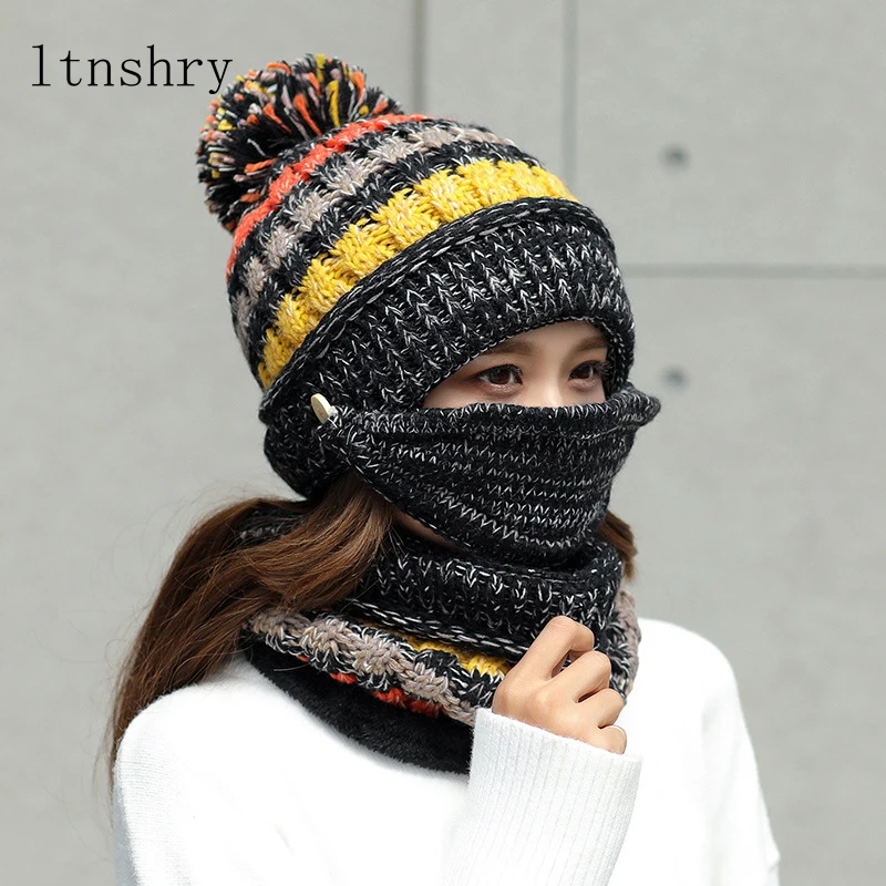 Set 3 Anti-fog Hats Women Winter Beanies Velvet Thick Bib Mask Skullies Beanie Hat Dustproof Hats Female Warm knitted Wool Cap
Set 3 Anti-fog Hats Women Winter Beanies Velvet Thick Bib Mask Skullies Beanie Hat Dustproof Hats Female Warm knitted Wool Cap