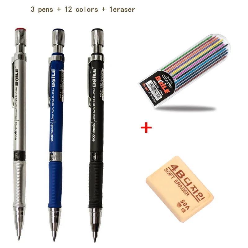 Student Supplies Office Supplies 2.0 mechanical pencil triangle non-slip handle 12 color pencil strokes with eraser on top 
Student Supplies Office Supplies 2.0 mechanical pencil triangle non-slip handle 12 color pencil strokes with eraser on top