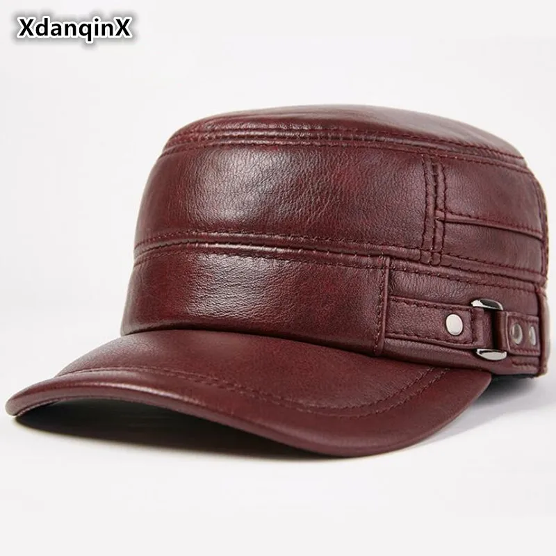 XdanqinX 2019 Autumn New Genuine Leather Hat Men's Army Military Hats Adjustable Size Middle-aged Men Cowhide Leather Flat Caps 
XdanqinX 2019 Autumn New Genuine Leather Hat Men's Army Military Hats Adjustable Size Middle-aged Men Cowhide Leather Flat Caps