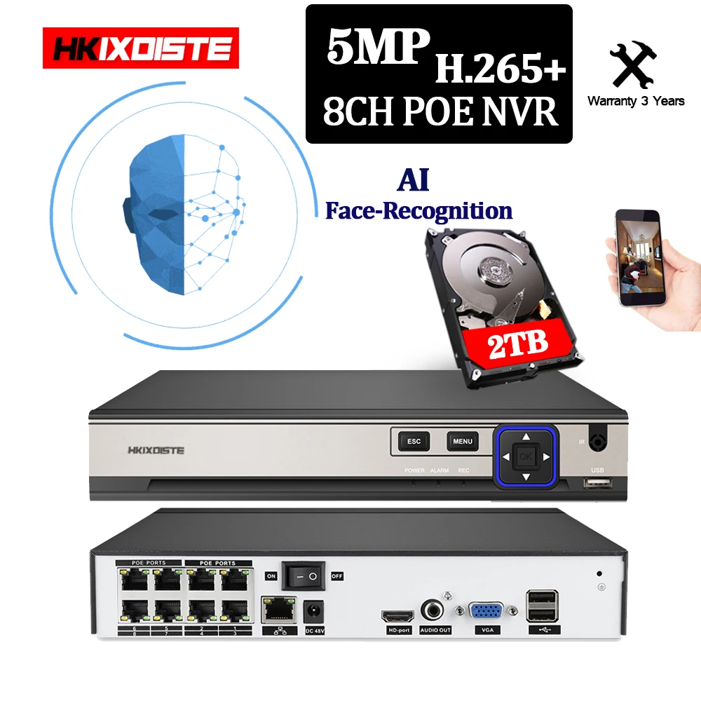 Full HD 5.0MP 8 Channel CCTV System 5MP IP Camera POE NVR HDMI Audio Sound Monitor Record Email Alarm AI Face-Detection extract
Full HD 5.0MP 8 Channel CCTV System 5MP IP Camera POE NVR HDMI Audio Sound Monitor Record Email Alarm AI Face-Detection extract