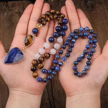 Natural Lapis Stone Water Drop Pendant 8mm Tiger Eye Lapis Lazuli Stone Round 108 Prayer Beads Knot Handmade Necklace Jewelry
Natural Lapis Stone Water Drop Pendant 8mm Tiger Eye Lapis Lazuli Stone Round 108 Prayer Beads Knot Handmade Necklace Jewelry