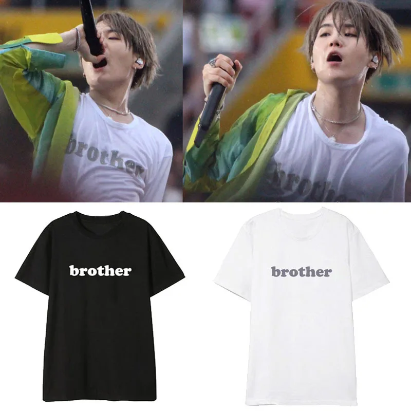 Новая корейская мода Kpop футболки Suga хип-хоп Футболка Brother уличная одежда