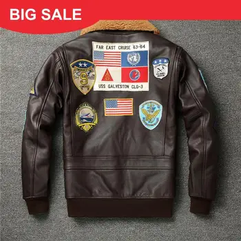 2020 Brown Men USAF Pilot Leather Jacket Plus Size XXXL Genuine Cowhide Winter Thick Military Style Aviator Leather Coat
2020 Brown Men USAF Pilot Leather Jacket Plus Size XXXL Genuine Cowhide Winter Thick Military Style Aviator Leather Coat