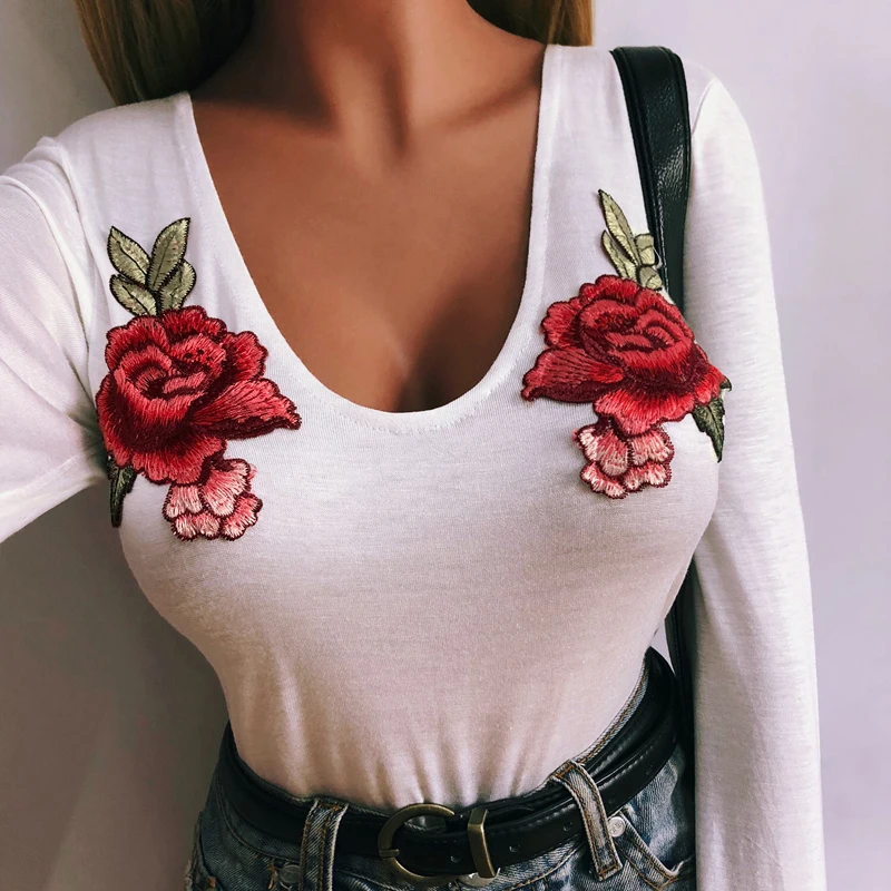 Women Tops Ladies Blouse Summer Embroidery Holiday U-Neck Basic Tee Party Long Sleeve Sexy
Women Tops Ladies Blouse Summer Embroidery Holiday U-Neck Basic Tee Party Long Sleeve Sexy