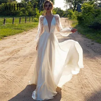 WUHE Sheer Mesh Patchwork Long Sleeve Slip Silk Long Dress Sexy Maxi Satin Dress Women Deep V Neck Party Club White Dresses
WUHE Sheer Mesh Patchwork Long Sleeve Slip Silk Long Dress Sexy Maxi Satin Dress Women Deep V Neck Party Club White Dresses